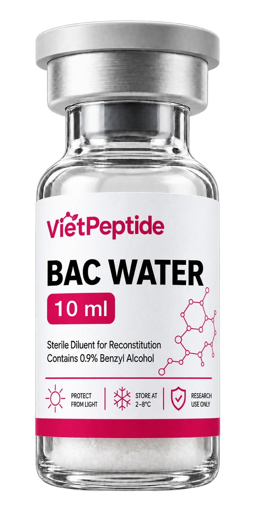 Bacteriostatic water 3 ml / 10 ml research vial