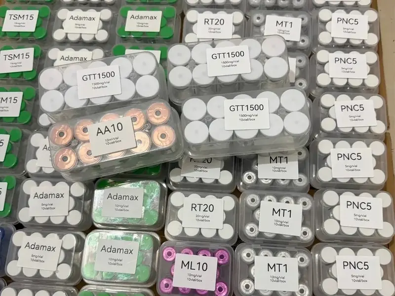 Labeled research-material boxes used as a packaging reference